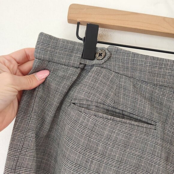 Calvin Klein Glen Plaid Grey Trousers Pants Adjustable Waist Straight Leg Size 8 - Picture 4 of 9